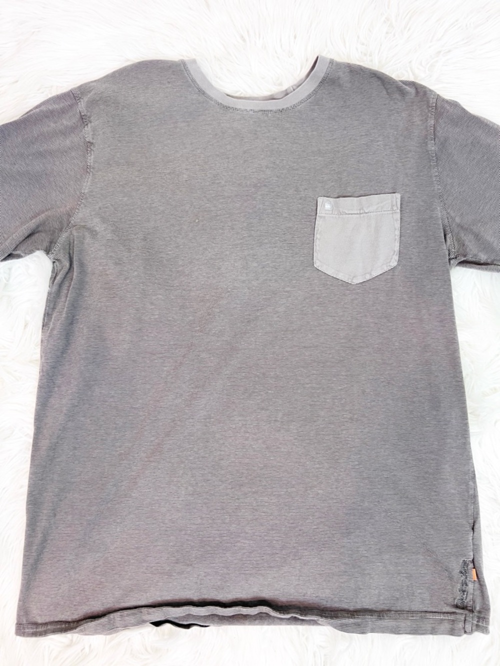 QUIKSILVER TAN BLACK STRIPE SHORT SLEEVE T-SHIRT WITH BREAST POCKET MENS LARGE